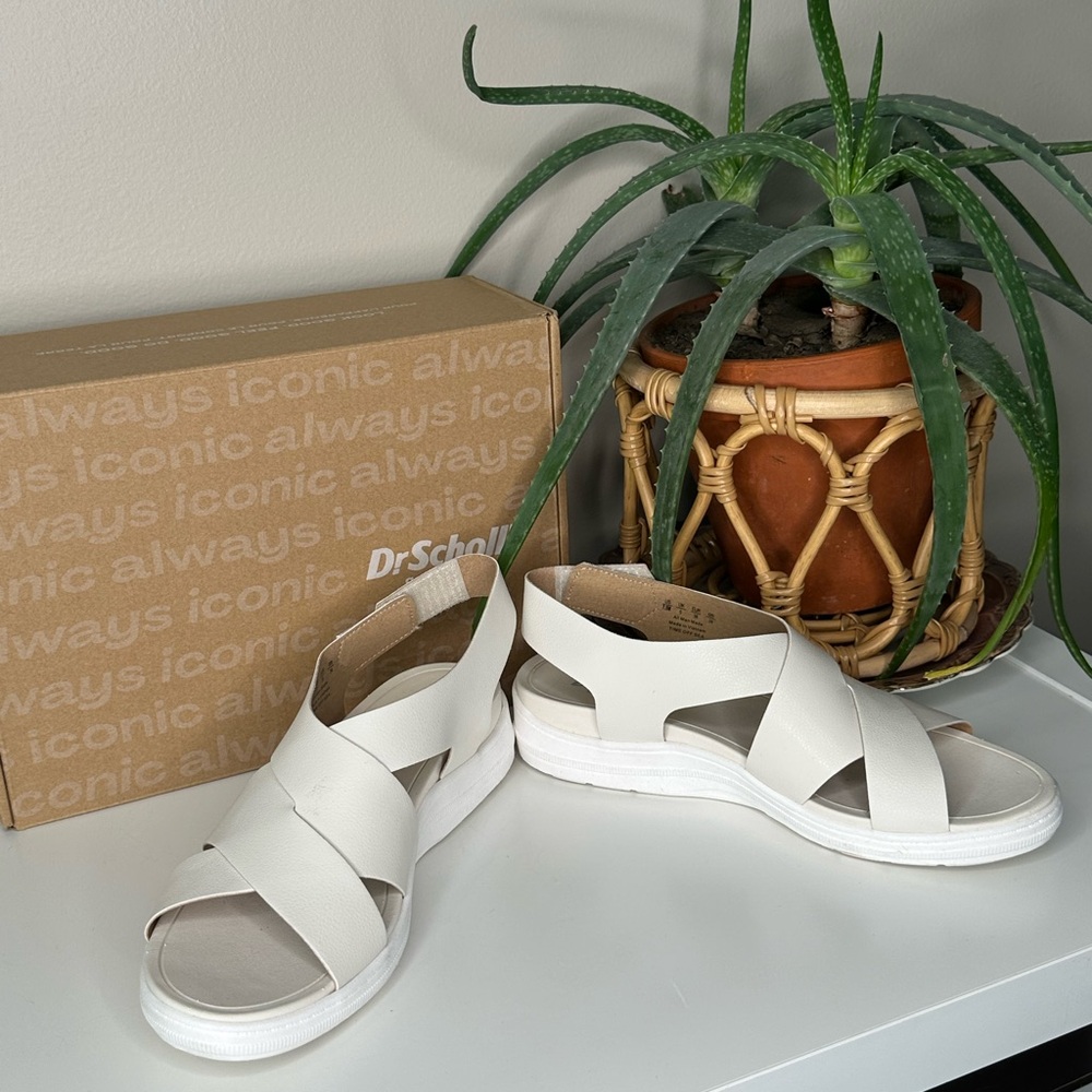 Dr. Scholl’s TIME OFF SEA White Platform Sandals 7.5 | Comfort Criss Cross Strap - Picture 3 of 13